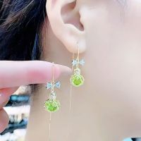 Green Cabbage Earline Jade Stone Baicai Earrings Design Sensible Mesh Red Versatile Earrings Silver Needle Anti Allergy Earrings Exquisite 3GS3 3GS3