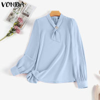 (จัดส่งฟรี)Fancystyle VONDA เสื้อแขนพองเดินทางลำลองผู้หญิงเสื้อจับจีบคอวีแนวธุรกิจเป็นทางการ #2