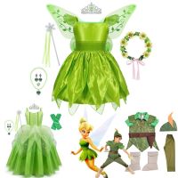 (Baixiang Flower City)   Christmas●❁ Children Tinker Bell Tinkerbell Green Elf Princess Dress Halloween Peter Pan Peter Pan