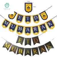 TWCEJE168มุสลิมตกแต่ง Eid Mubarak พวงมาลัยจดหมายของตกแต่งงานปาร์ตี้ดวงจันทร์สำหรับตกแต่งบ้านธงแขวนแบนเนอร์ Confetti