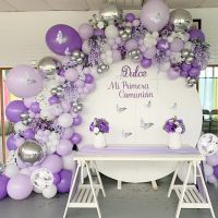 152Pcs Purple Balloon Garland Arch Kit Lavender Chrome Silver Confetti Balloon Baby Shower Birthday Party Decorations for Girls Heatsinks