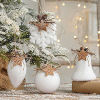 WADAE ลูกบอลเกล็ดหิมะสีขาวต้นคริสต์มาสแขวนน้ำหยดตกแต่งคริสต์มาสประดับของขวัญคริสต์มาส