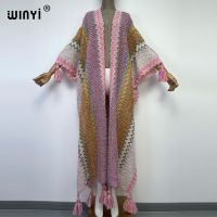 【YD】 WINYI tassel Knitted cardigan coat Loose Fashion hipster party dress Thick Warm free size Female cloke