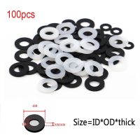 ✓▩┅ 100pcs M2 M3 M4M5 M6 M8 M10 M12 M16 M18M20 White Black Plastic Nylon Flat Washer Plane Spacer Insulation Gasket Ring