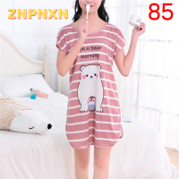 ZNPNXN Lady SHORT-Sleeve Dress ชุดนอนน่ารักการ์ตูนรูปภาพ Casual Home Dress ชุดนอน