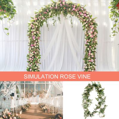 【CC】 1.85/1.95M Artificial Flowers Silk Faux Garland for Wedding Room Decoration Garden Arch Fake Vine Wall