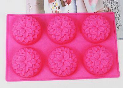 GL-แม่พิมพ์ ซิลิโคน ดอกไม้ สำหรับทำขนม 6 ช่อง (คละสี) flower silicone mold