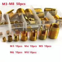 50pcs Self Tapping Thread Slotted Inserts Set M3 M4 M5 M6 M8 Stainless Steel Carbon Steel Metal Threaded Repair Insert Kit