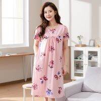 【Xiaobaide electronic】2022ฤดูร้อนดอกไม้เล็กๆคืนชุดผู้หญิง Nightgown หลาใหญ่3XL Sleepshirts แขนสั้นเสื้อนอนชุดนอนชุดนอนผ้าฝ้าย