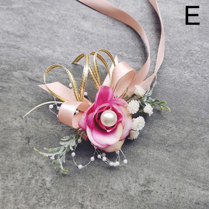 yurongfx-1ชิ้นอุปกรณ์ประกอบฉากสำหรับถ่ายรูปดอกไม้มือริบบิ้นไข่มุกสร้อยข้อมือปาร์ตี้เข็มกลัดช่อดอกไม้-bidesmaids-ตกแต่งที่สวยงามอุปกรณ์แต่งงาน