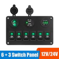 24V 12V Switch Panel 6 Buttons USB Chargers Car Light Toggle Truck Power Adapter Accessories For Boat Marine Trailer RV Caravan