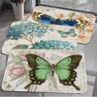 Vintage Butterfly Kitchen Mat Non-Slip Laundry Room Mat Laundry Decor Balcony Child Living Room Bedside Area Rugs