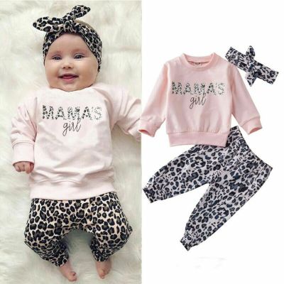 Fast Shipping 0-24M Summer Newborn Baby Girl Clothes Set Winter Sweathirt Pants Trousers Headband Outfit