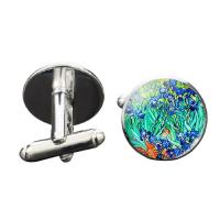 1pair Hot Sale Van Gogh Oil Painting Glass Dome Cufflinks Cuff Cufflinks Links Husband(no S7B9