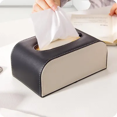 MUJI High-end European-style simple leather tissue box home living room tea table light luxury paper drawer toilet roll paper storage drawer drawer  Original