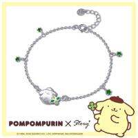 【 ซื้อ 】STORY Pudine Dog Sanrio Pudding Dog Crystal Diamond Clover สร้อยข้อมือเงินแท้ชุบ hot