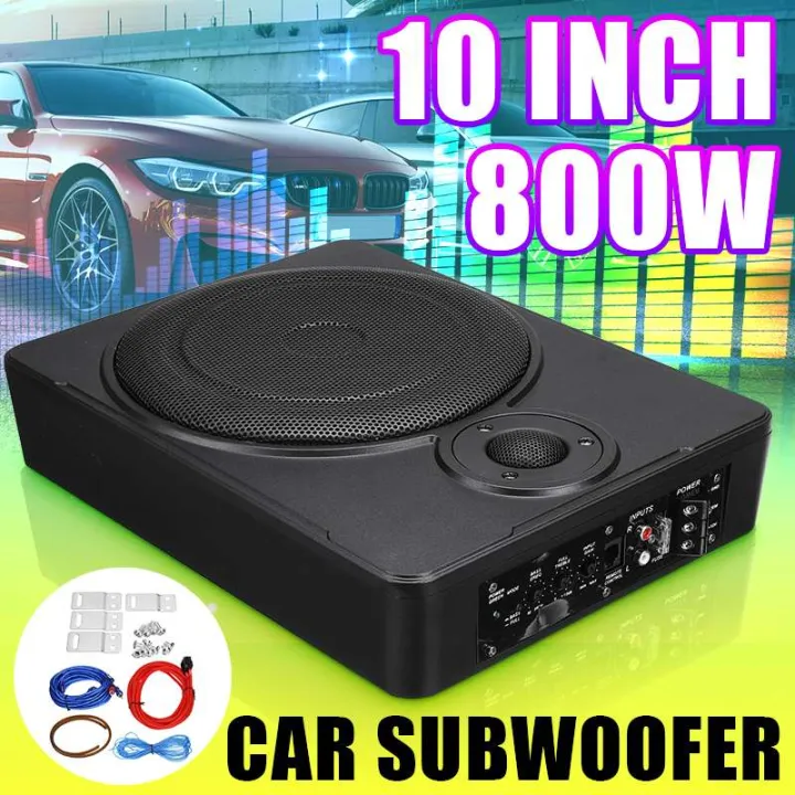 10Inch 800W 12V Car Amplifier Subwoofer Car Audio Slim Under Seat Active Subwoofer Bass Speaker