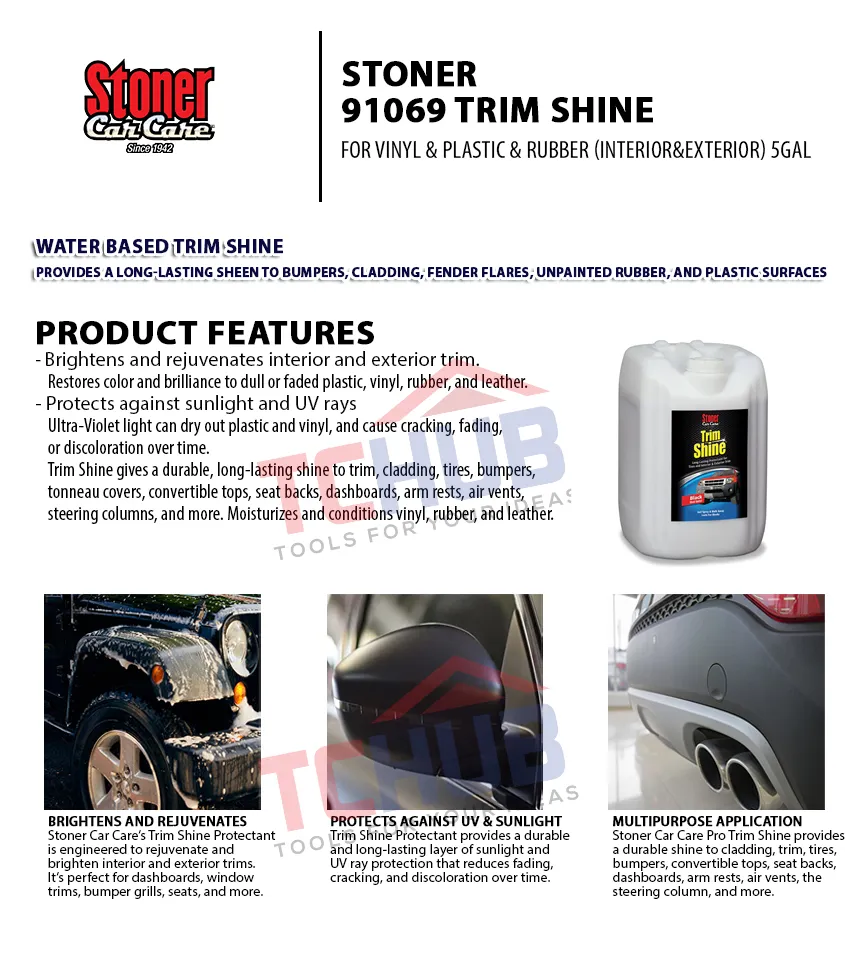  Stoner Car Care 91069 5-Gallon Trim Shine Protectant Restores  Dull or Faded Interior and Exterior Plastic Vinyl and Rubber : Automotive