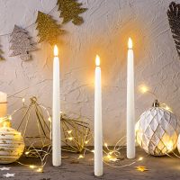 【CW】 3pcs Candles Battery Powered Pointed Candle for Dinner Wedding Decoration Atmosphere Supply