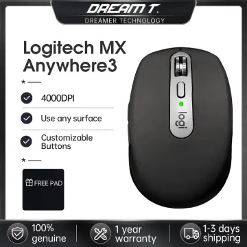 Logitech MX Anywhere 3 Compact Performance Mouse Wireless Comfort Fast  Scrolling Any Surface Portable 4000DPI Customizable Buttons USB C Bluetooth  Black - Office Depot