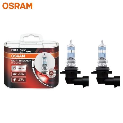 ☽№○ OSRAM Night Breaker Unlimited 9006 HB4 NBU Halogen 12V 51W P22d 110 Bright White Car Original Headlight Bulbs Fog Lamps 2pcs