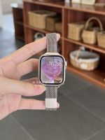 Xuan Bei สายคล้องตัวดูดแม่เหล็กของ Apple,สายเหมาะสำหรับ Watch8 Apple รุ่นใหม่ Iwatch7บางละเอียด S8สายรัดข้อมือโลหะฤดูร้อนระบายอากาศได้45 6se ผู้ชายและผู้หญิง41