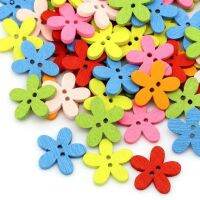 HMDC50Pcs Flower Wooden Button Needlework Sewing Scrapbooking Cards Craft DIY Decor