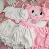 Sanrio อะนิเมะตุ๊กตา Kawaii การ์ตูนฤดูใบไม้ร่วงฤดูหนาว Mymelody Kuromi อบเชยชุดนอนชุดชั้นในชุดชั้นในปีศาจน้อยเซ็กซี่เสื้อผ้าหน้าแรก