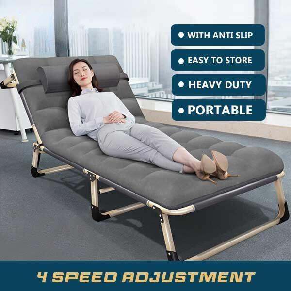 【COD】Single folding bed heavy duty portable folding chair bed outdoor
