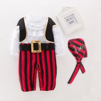 Pirate Captain Cosplay Costume Baby Romper Boys Bodysuits Christmas Fancy Clothes Halloween Costumes Kids Children Jumpsuits