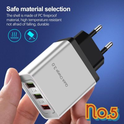 No.5 หัวชาร์จเร็ว Wall charger แบบ 3 ช่องรองรับ Quick Charge Fast Charge QC 3.0
