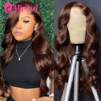 【jw】❣  Chocolate Transparent Front Human Hair Wigs 5x5 Closure Wig Pre-Plucked 180 Density AliPearl