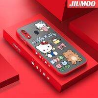 JIUMOO เคสปลอกสำหรับ Samsung กาแลคซี M20 A20 A30ลายการ์ตูนน่ารักเฮลโลคิตตี้บางดีไซน์ใหม่ขอบสี่เหลี่ยมด้านข้างกันกระแทกมีน้ำค้างแข็งโปร่งใสแข็งเคสมือถือปลอกซิลิโคนคลุมทั้งหมดกล้อง Softcase