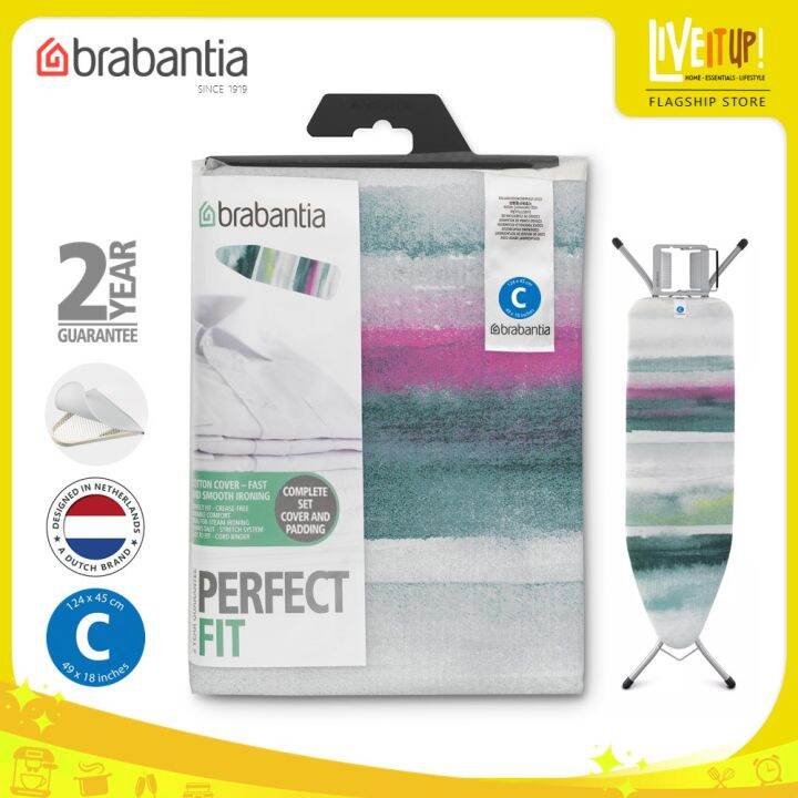 Brabantia Ironing Board Cover C, 124 x 45 cm, with Foam Fresh Breeze