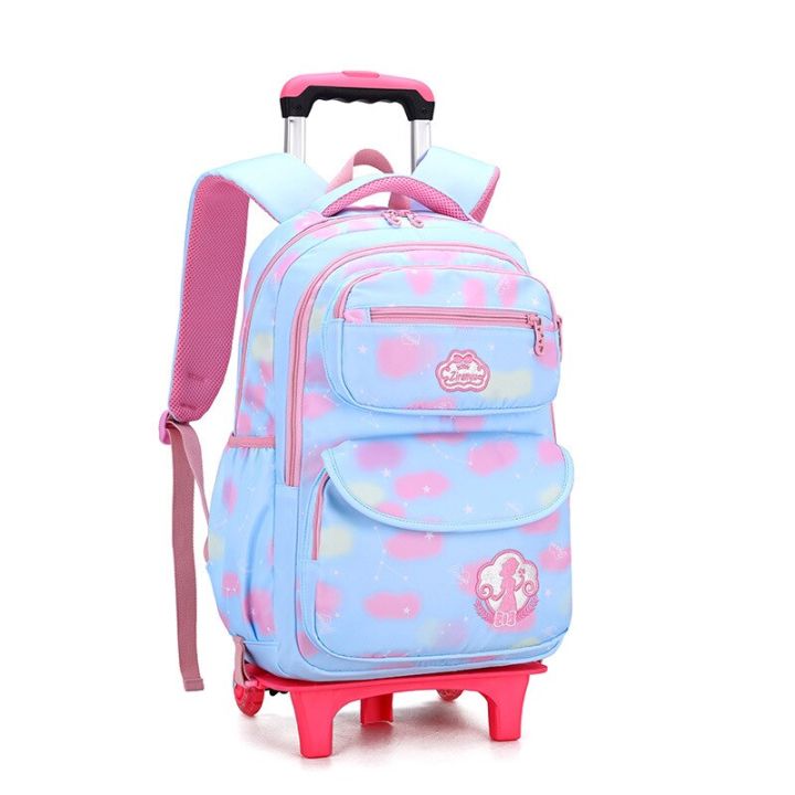 NEW Waterproof Kids School Backpack With Wheel Removable Children School Bags For Girls Kids Trolley Schoolbag Luggage Book Bags