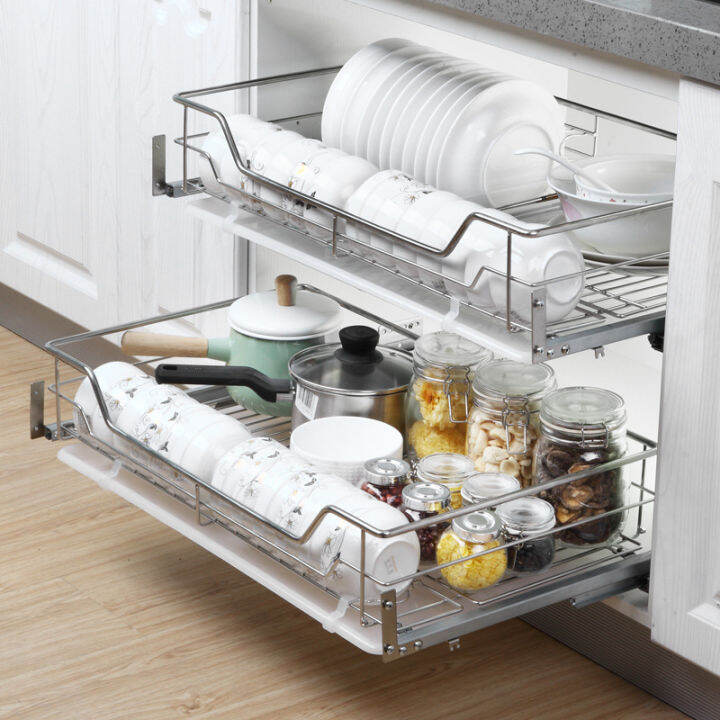 2 in1 Pull Out Basket Pull Out Shelf Storage Pull Out Rack for Kitchen