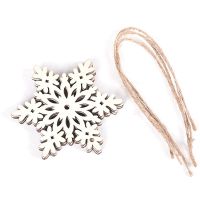 24PCS/Box Vintage Snowflake Christmas Wooden Pendants Ornaments Christmas Tree Ornaments Christmas Decorations Gifts