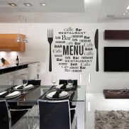 Kitchen Menu Lettering And Words Wall Sticker Fork Cafe Bar Quotes