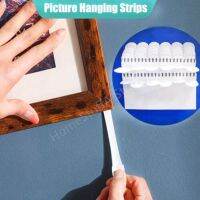 12set White Tape Damage Free Picture Frame Handling Strips Sticker Magic Hook Value Pack Picture Handling Strips for Home Decor