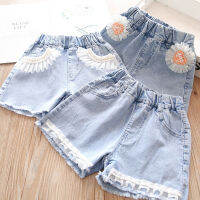 Spring and Summer 2022 Girls Beaded Lace Denim Shorts Childrens Wear Wholesale