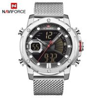 ⌚NAVIFORCE นาฬิกาข้อมือดิจิทัลควอตซ์นาฬิกาข้อมือสำหรับผู้ชายนาฬิกาทหารชายเหล็กกล้าไร้สนิมกีฬาแบรนด์ชั้นนำหรูหราสีฟ้าทองคำสีกุหลาบสำหรับผู้ชาย9172