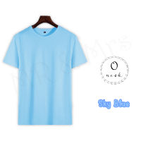เสื้อยืดคอกลมสีพื้น เสื้อยืดสีพื้น เสื้อยืดคอกลม เสื้อคอกลม cotton 100% T-Shirt (สีฟ้าใส)