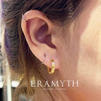 Eramyth Jewelry :ต่างหูห่วง เงินแท้ 92.5 ฝั่งเพชรสวิสCZเม็ดเดียว ขนาด 15mm มี 4สี ใส่ได้ทั้งชายและหญิง รหัส SH-0234