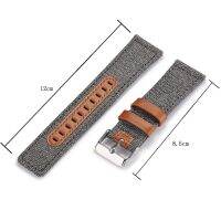 Canvas Fabric Straps Genuine Leather for Garmin Vivoactive 3 Music for Venu Sq Vivomove HR Replacement band strap 20mm 22mmby Hs2023