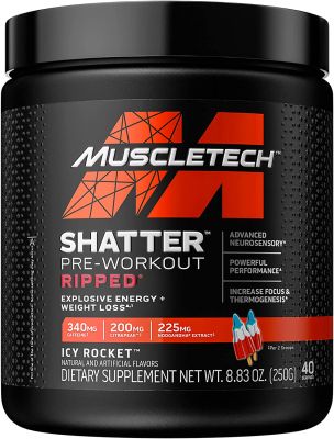 MuscleTech Shatter Ripped (40 Servings) Pre Workout + Weight Loss Pre-Workout PreWorkout Energy Powder Drink Mix | Energy Enhanced Focus ก่อนออกกำลังกาย