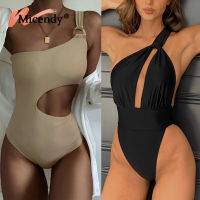 Micendy One Shoulder Swimsuit Women Sexy Hollow Out Swimwear Summer Black Bathing Suits Beach Swim High Waist One Piece Monokini