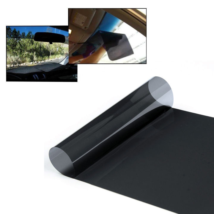 ฟิล์มติดกระจกรถยนต์-ฟิล์มติดไฟหน้ารถยนต์-ฟิล์มติดไฟหน้าฟิล์มติดไฟท้าย-สติ๊กเกอร์รถ-ฟิล์มติดโคมไฟหน้ารถยนต์-20x150cm-สีดำชา