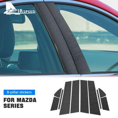 HOT สติกเกอร์คาร์บอนไฟเบอร์ B Pillars สําหรับ Mazda 3 6 CX5 CX-30 Axela Atenza
