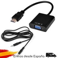 ♦❒ Digital HDTV Male to Analog VGA Female Video Converter Adapter Cable Audio Mini Jack 35mm Black for PC