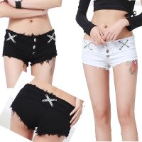 2022 Womens Low Waist White Jeans Denim Shorts Fashion Summer Sexy Tight Bandage Shorts Pole Dance